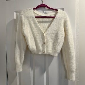 Pearl Button up Fuzzy Cardigan